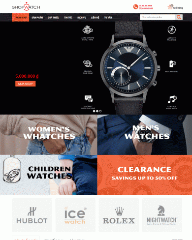 Mẫu thiết kế web đồng hồ