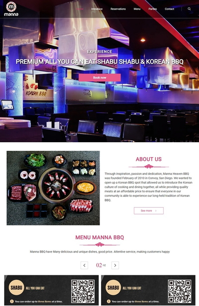 Website nhà hàng manna bbq