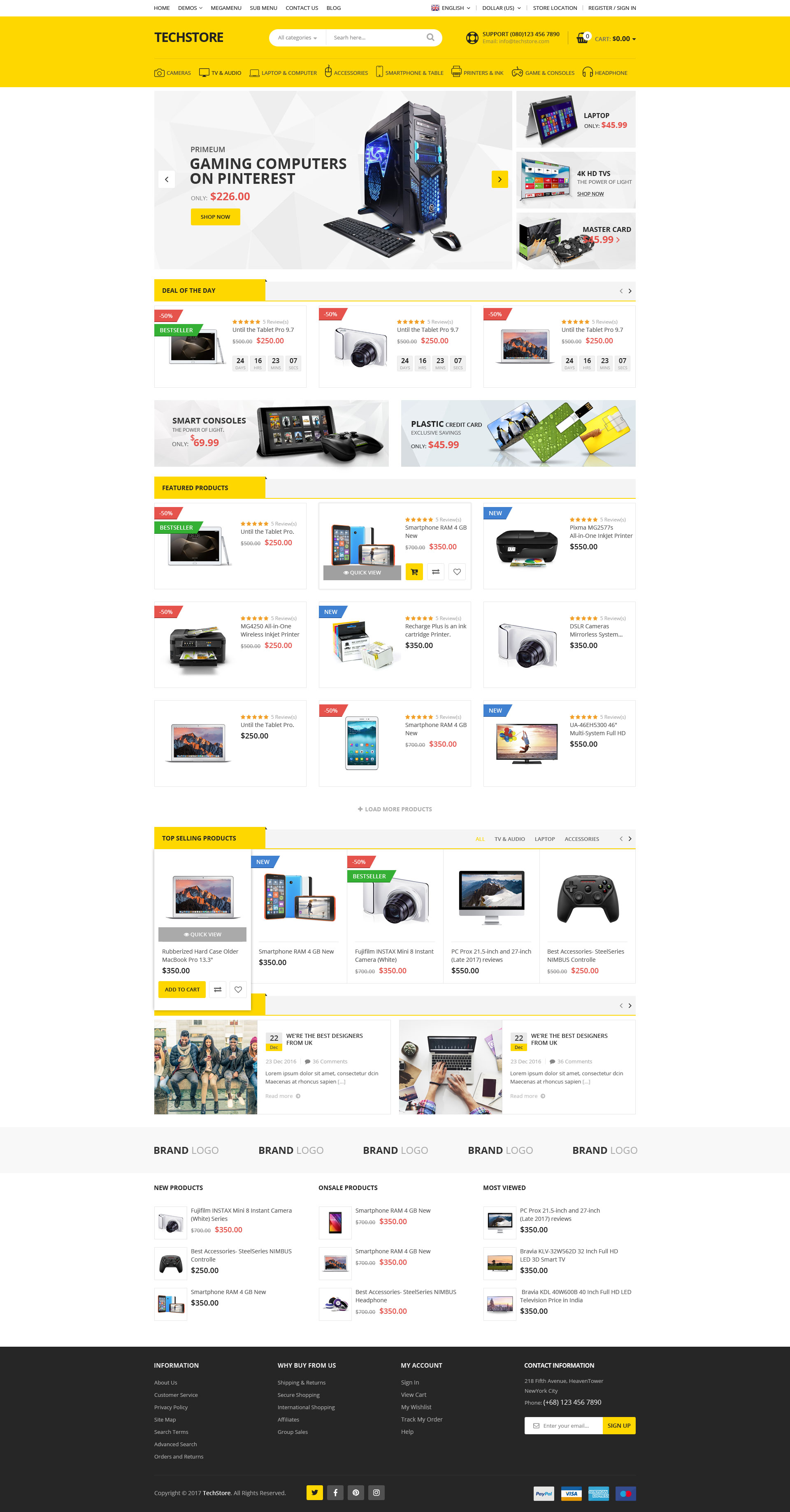 Mẫu thiết kế website đồ Công nghệ - gia dụng - Siêu thị điện máy Techstore (Bản 5) techone-kutethemes-net/home-07/
