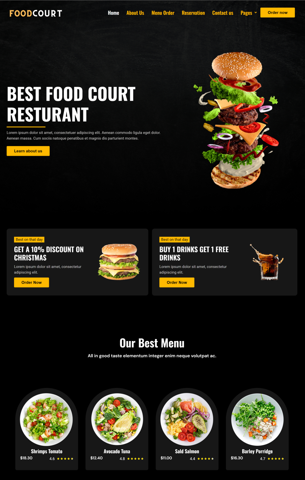 Mẫu thiết kế website Nhà hàng đẹp 08 devsgang_com/foodcourt/?i=309955&aff=entheos