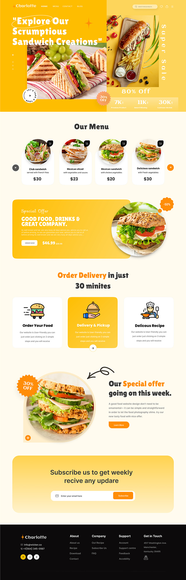 Mẫu thiết kế website Nhà hàng đẹp 26 dribbble_com/shots/22254167-Food-Delivery-Landing-page-Design