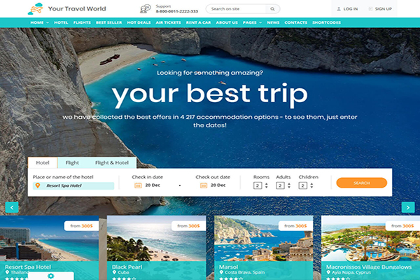 các mẫu website du lịch: your travel world