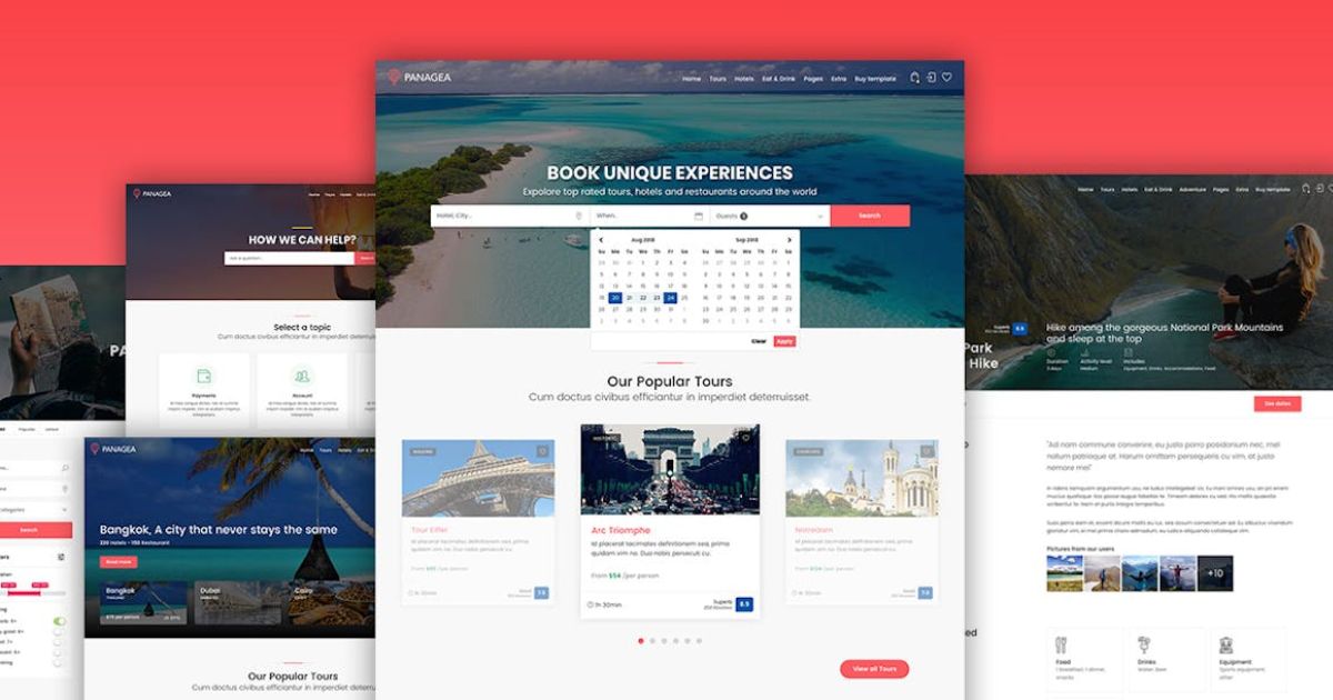  các mẫu website du lịch: panagea