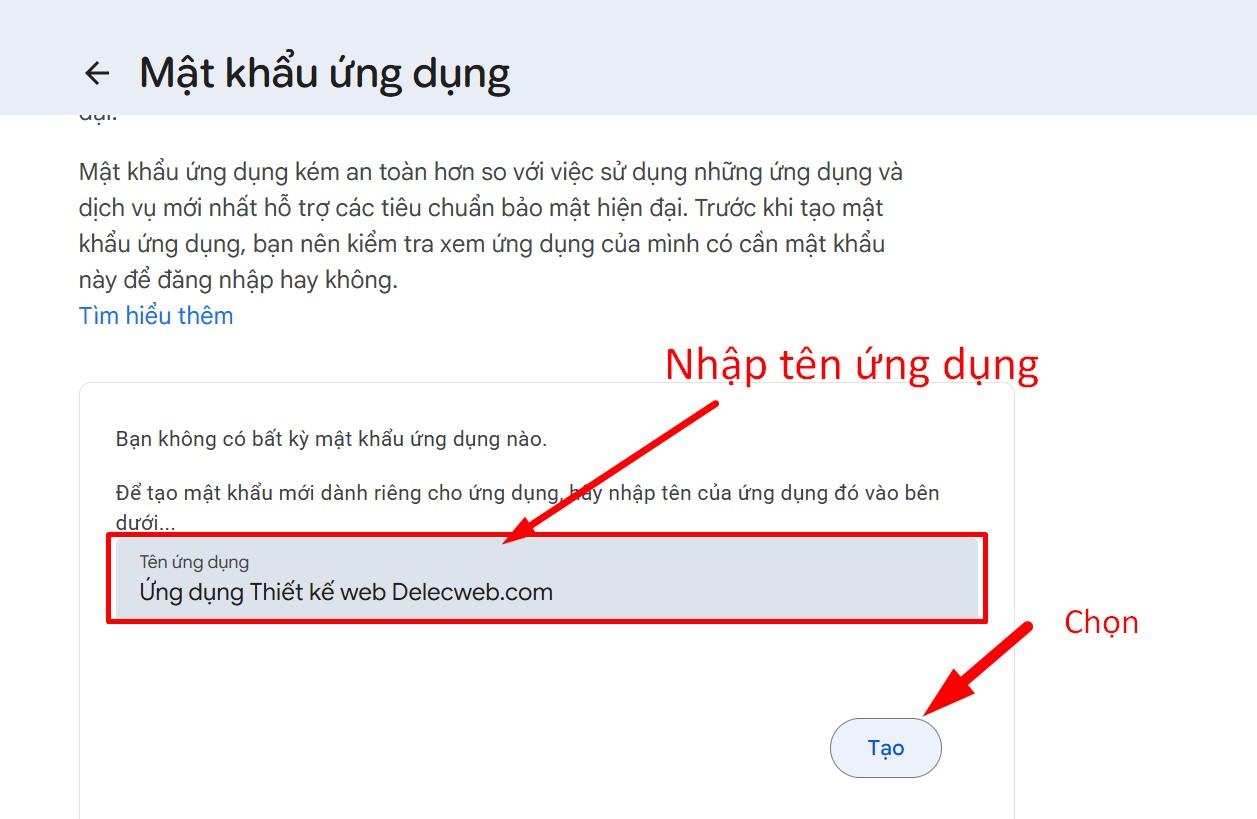Nhập tên Ứng dụng